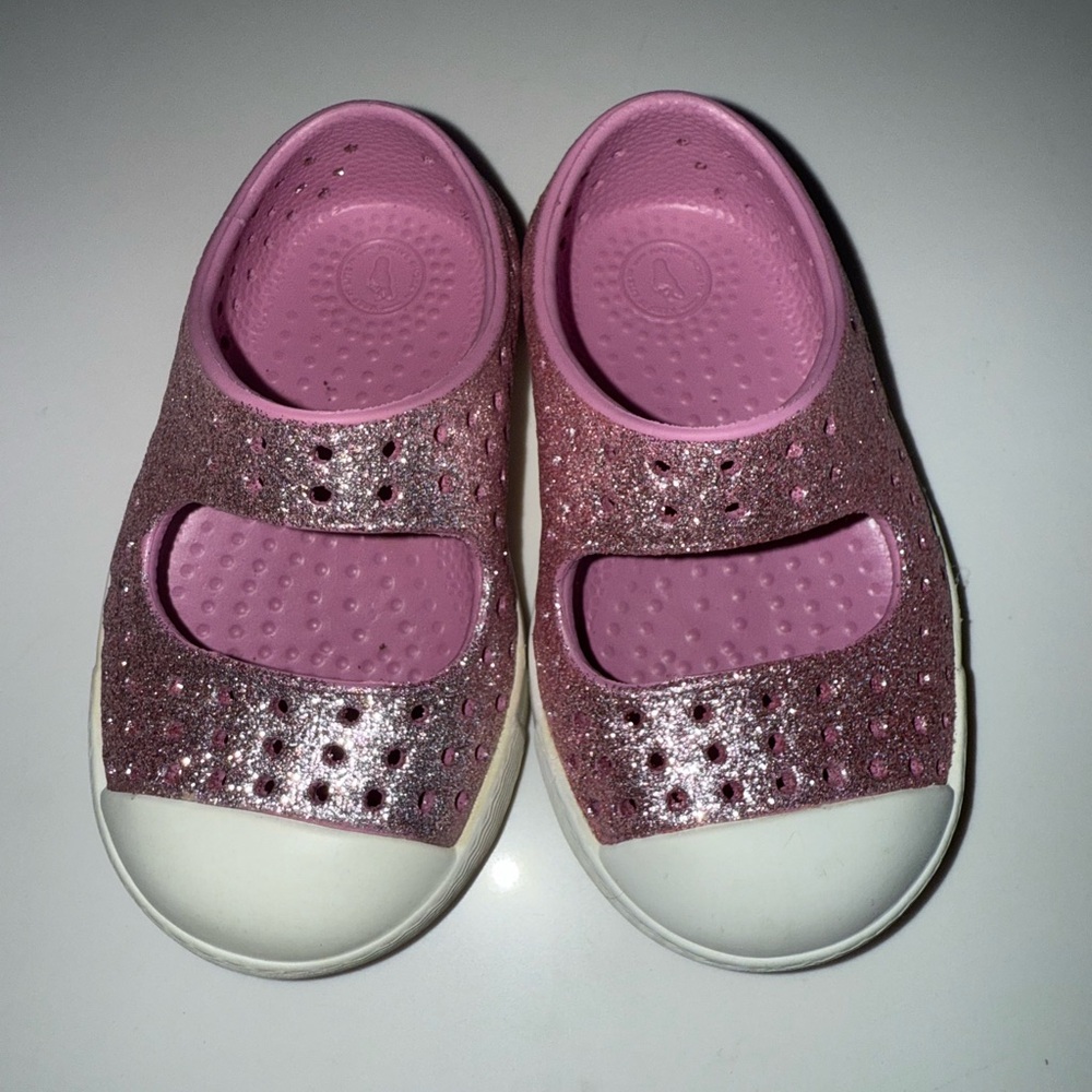 Native Pink and White Baby Walker Shoes with Durable Strap